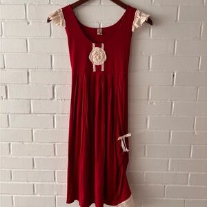 Red dress with lace accents